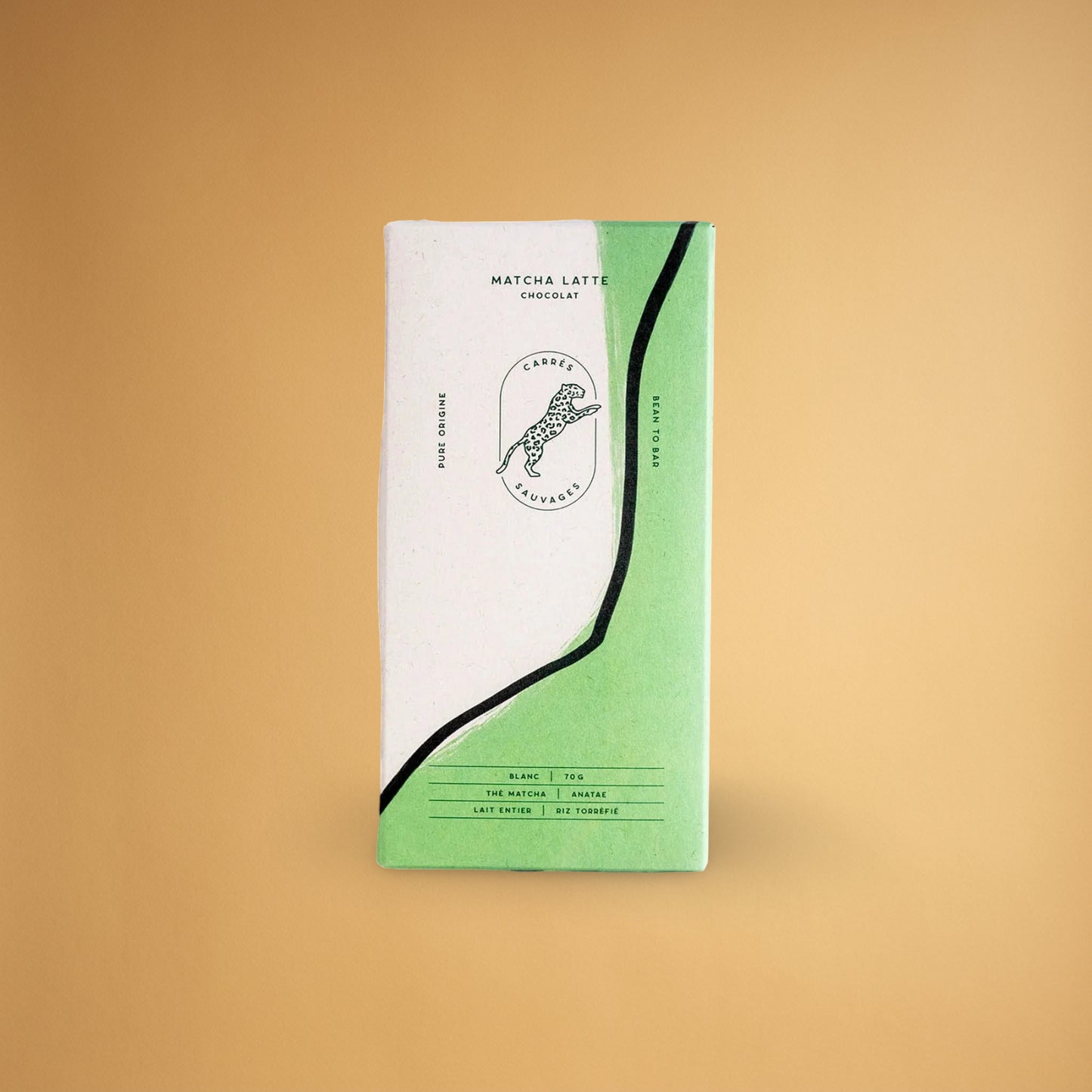 Carrées Sauvages – Matcha Latte - chocolat blanc matcha riz genmaicha