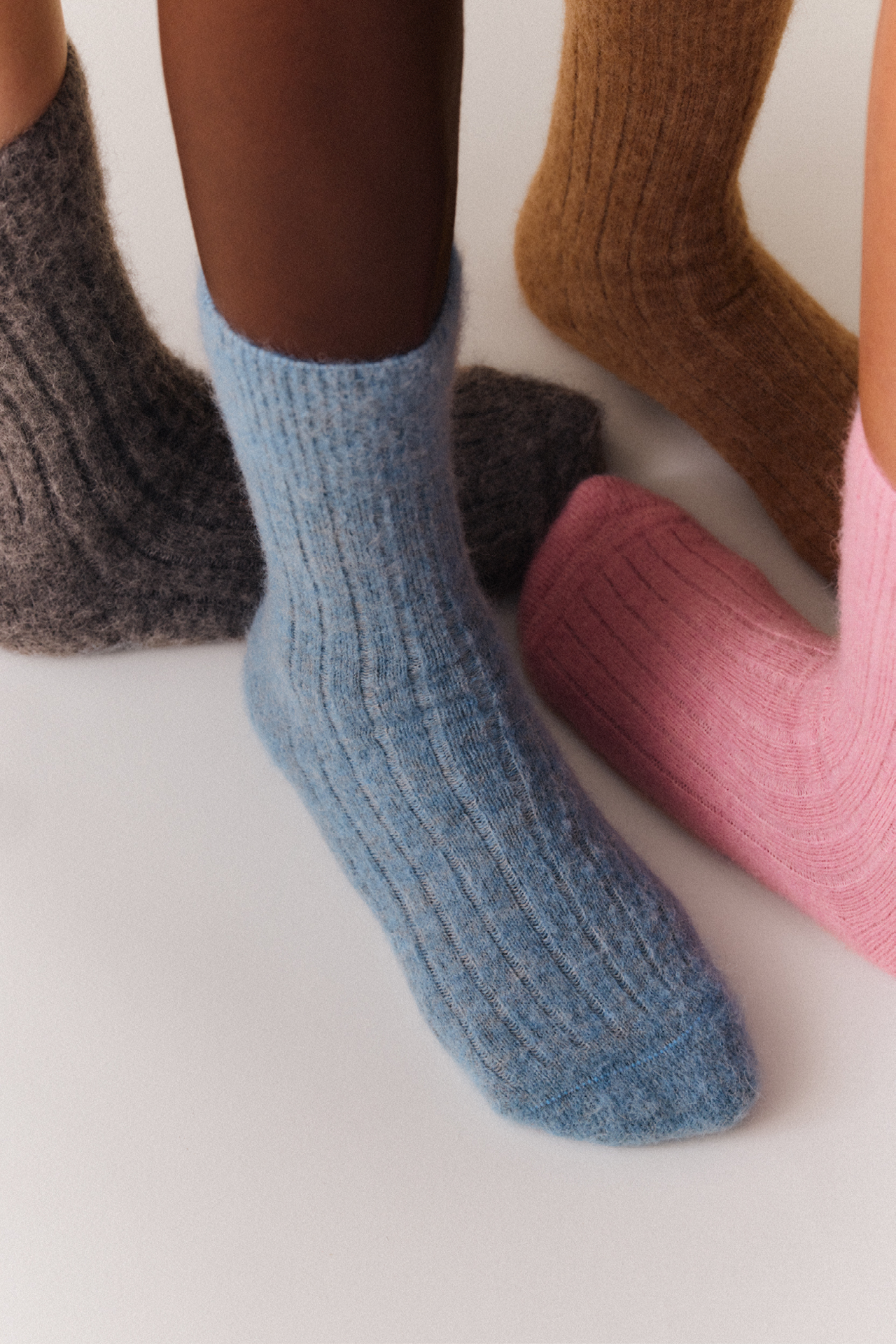 Pairs – Smoke Grey Ultra Soft Alpaca Ribbed Bed Socks