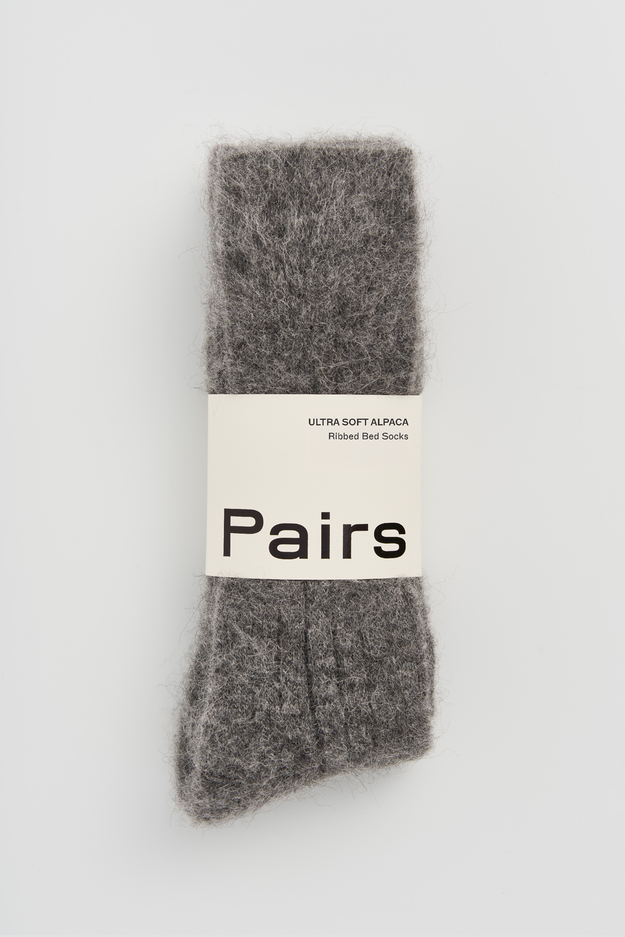 Pairs – Smoke Grey Ultra Soft Alpaca Ribbed Bed Socks