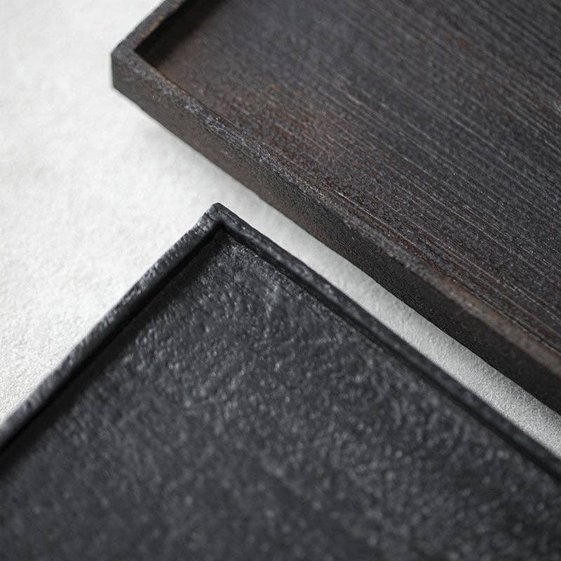 Gohobi – Japanese-style Wabi-Sabi Rectangular Wooden Black Tray