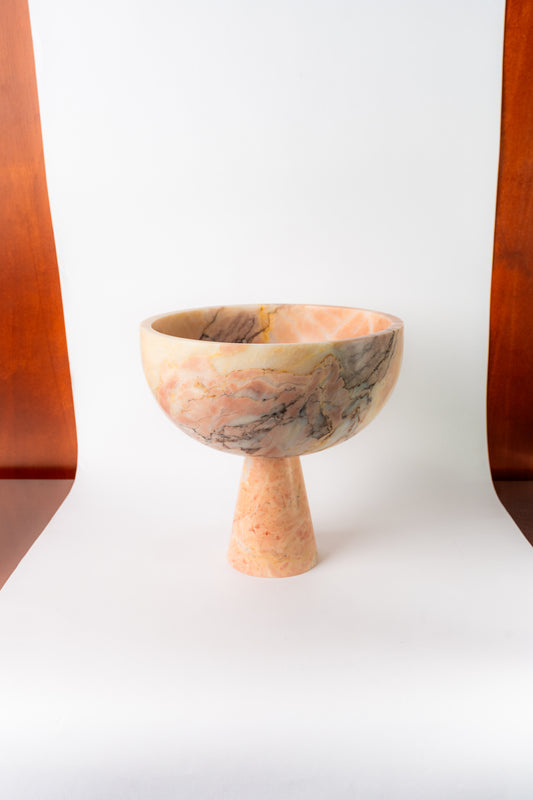 PINK MARBLE PEDESTAL BOWL XL