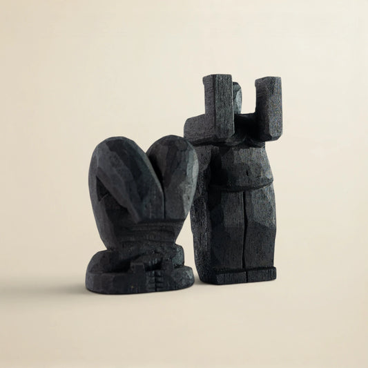 Narrative objects – wooden yoga figurine black