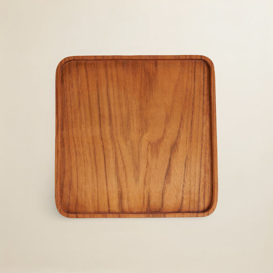 The Teak Square Plate - Natural - M