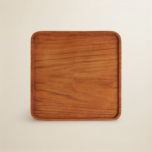 The Teak Square Plate - Natural - S