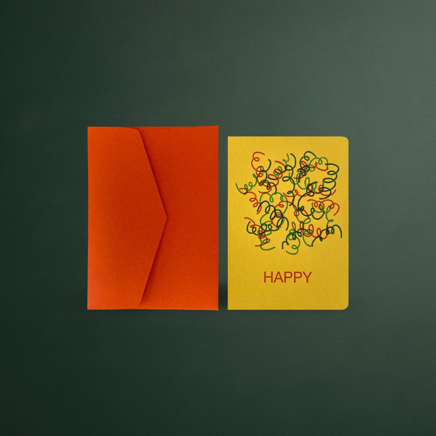 Le Typographe – Happy Postcard, Confetti on Banana + Carmine Envelope