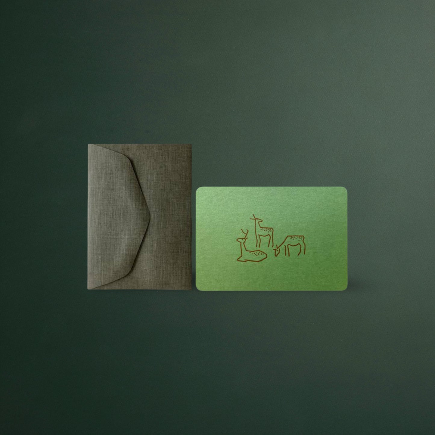Le Typographe – Mini Card with 3 Deer and Khaki Mini Envelope