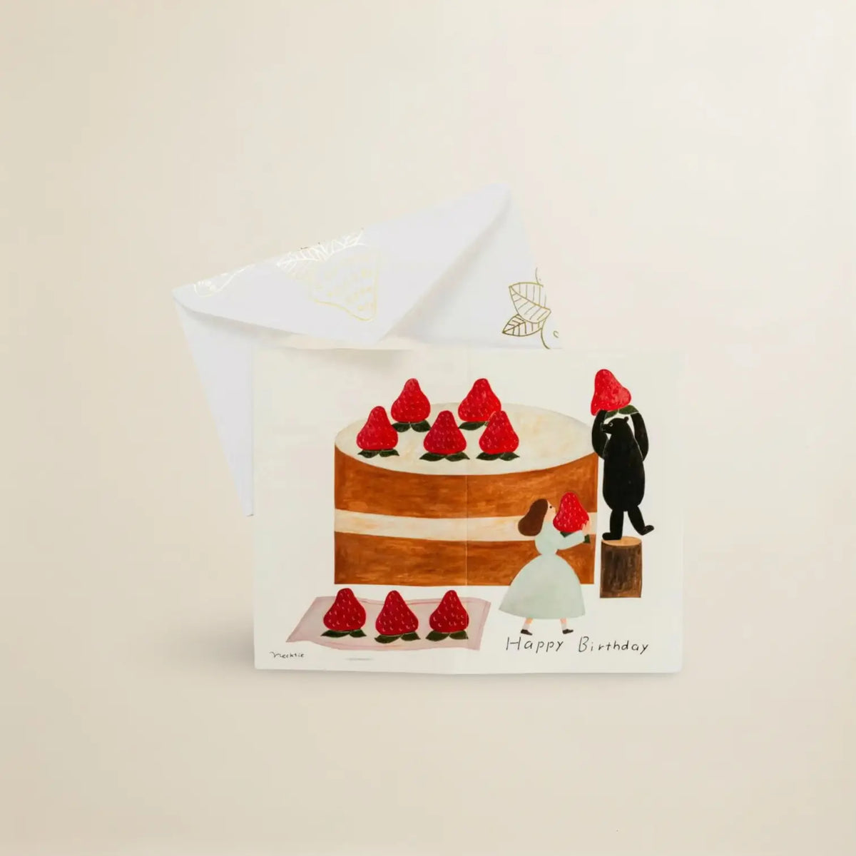 Cozyca – Strawberry Cake Birthday Card by Necktie