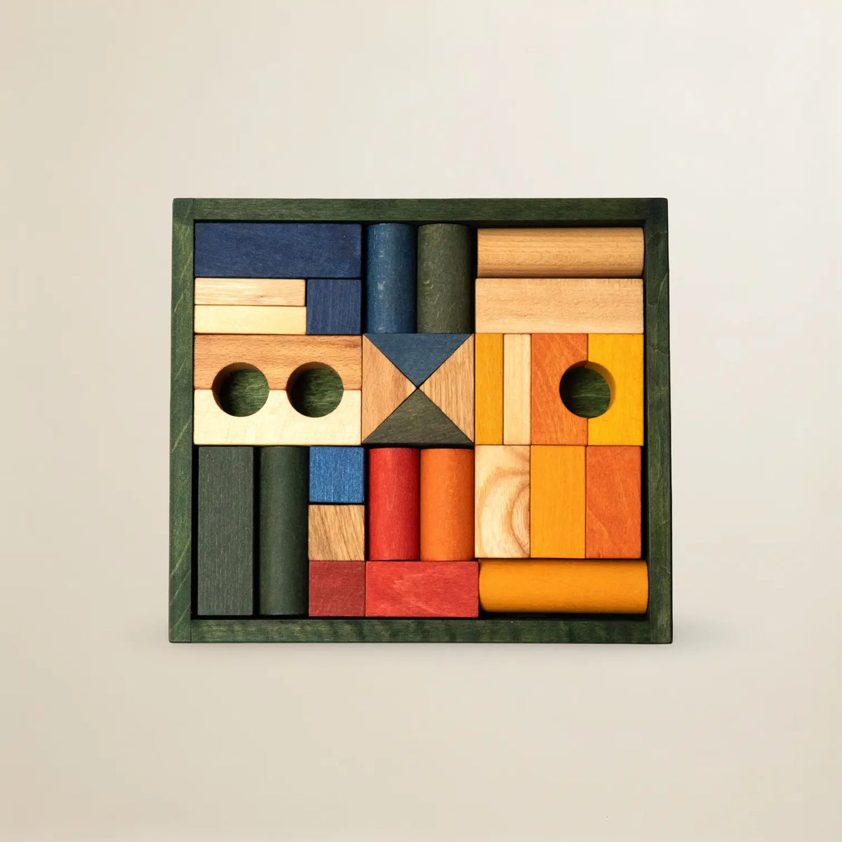 Wooden Story – Blocks in Green Tray (30 pcs)