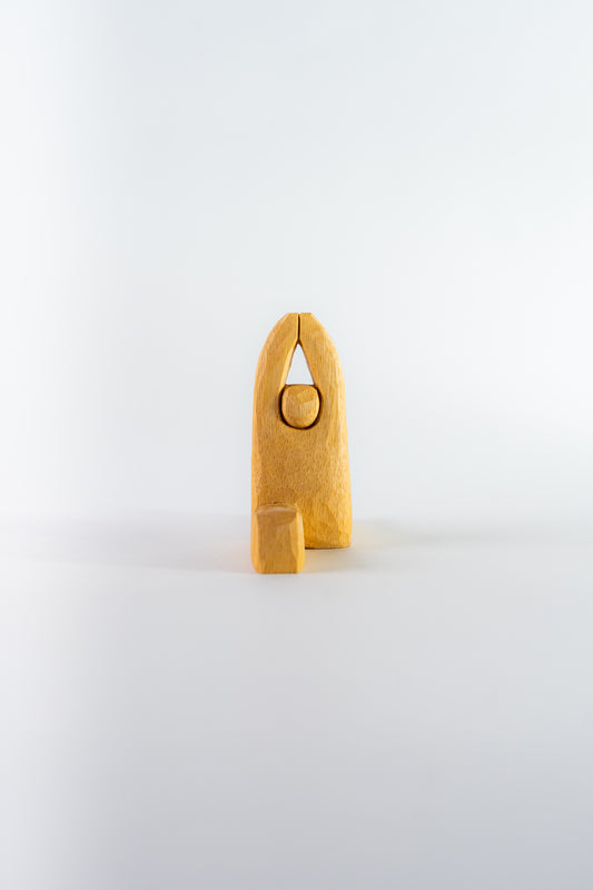 Narrative objects – wooden yoga figurine natural