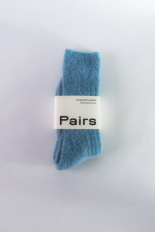 Pairs – Lido Blue Ultra Soft Alpaca Ribbed Bed Socks