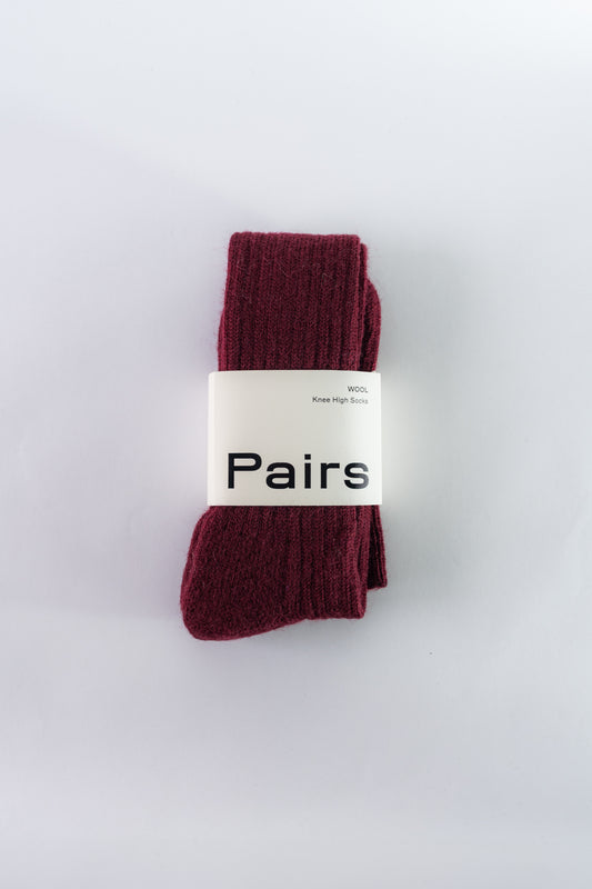 Paris – Dark Plum Wool Knee High Socks