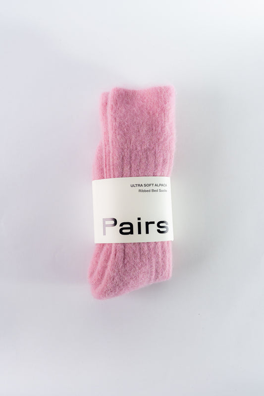 Pairs – Sherbet Pink Ultra Soft Alpaca Ribbed Bed Socks