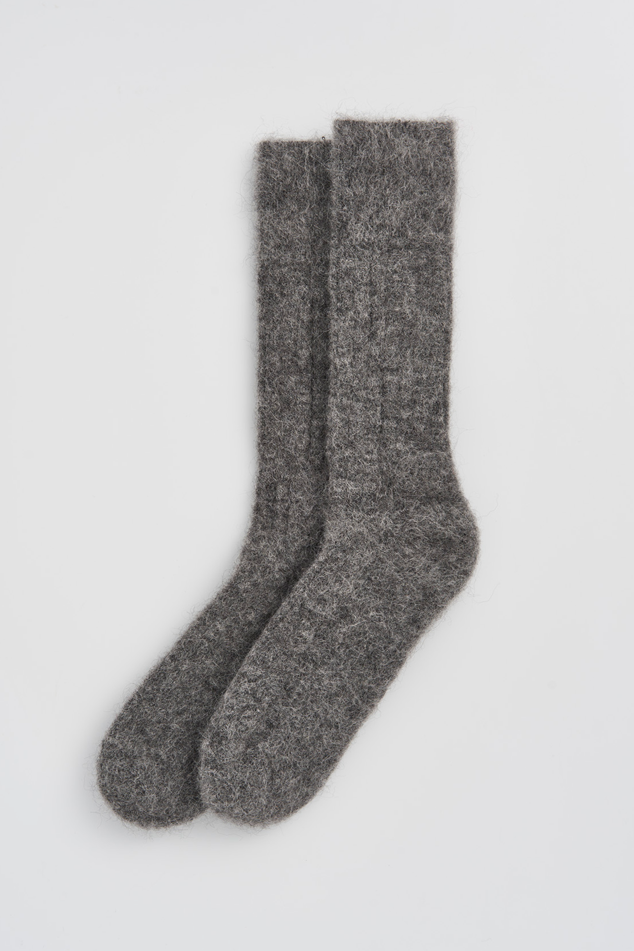 Pairs – Smoke Grey Ultra Soft Alpaca Ribbed Bed Socks